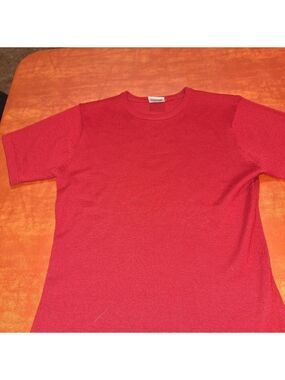 Hillard & Hanson Red Wool Acrylic Short Sleeve Sweater Medium